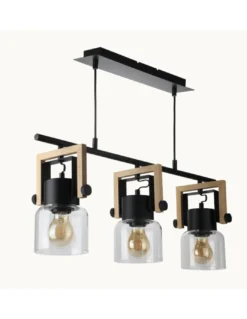 Lámpara colgante lineal Nordica - IDP Lampshades - Lámpara 3 luces de diseño industrial con calidez nórdica