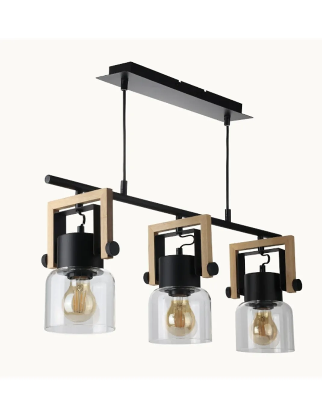 Lámpara colgante lineal Nordica - IDP Lampshades - Lámpara 3 luces de diseño industrial con calidez nórdica