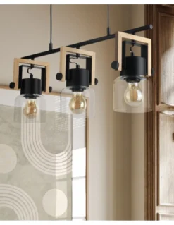 Lámpara colgante lineal Nordica - IDP Lampshades - Lámpara 3 luces de diseño industrial con calidez nórdica