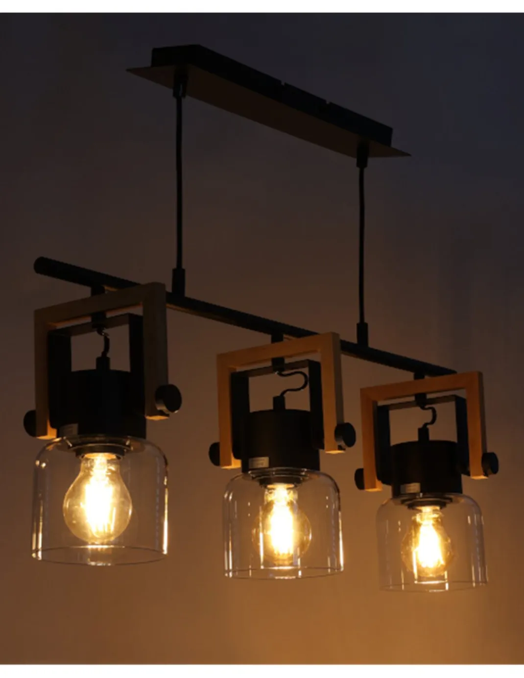 Lámpara colgante lineal Nordica - IDP Lampshades - Lámpara 3 luces de diseño industrial con calidez nórdica