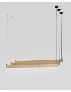 Lámpara colgante lineal Trave – Fokobu – Diseño moderno de madera de roble y pino