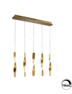 Lámpara colgante lineal Twist – Schuller – Lámpara minimalista regulable, acabado oro cepillado