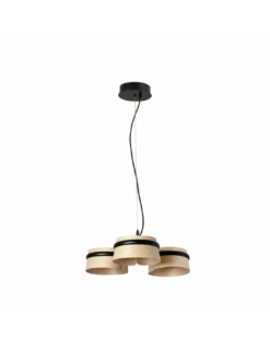 Lámpara colgante Loop - Faro - Diseño moderno con 3 pantallas de madera en 2 colores