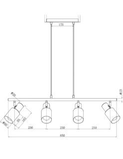 Lámpara colgante Maena – AJP – Diseño horizontal, focos orientables