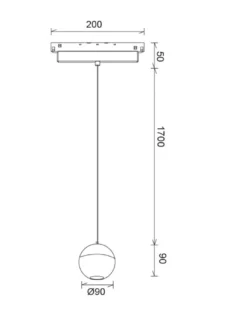 Lámpara colgante Magneto – Mantra – Pantalla esférica, lámpara apta para carril 48V