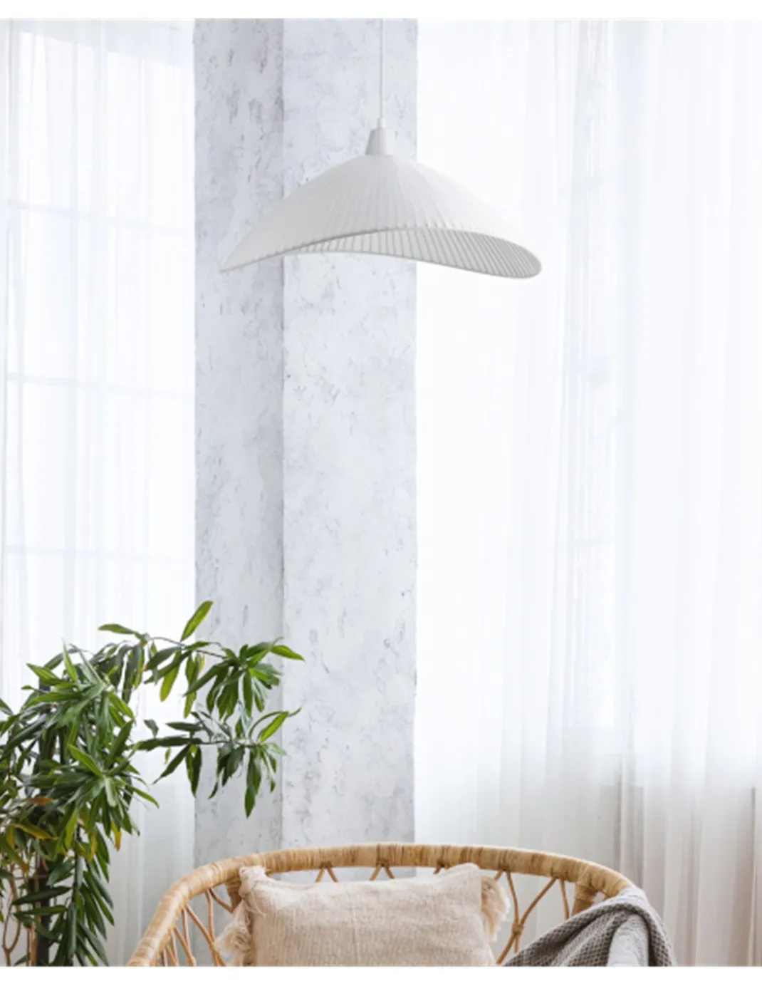 Lámpara colgante Makonis - IDP Lamphades - Lámpara decorativa blanca con pantalla curva