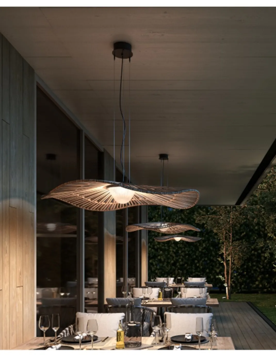 Lámpara Colgante Mediterrànea - Bover - Lámpara de exterior, de fibra sintética marrón, LED regulable Triac