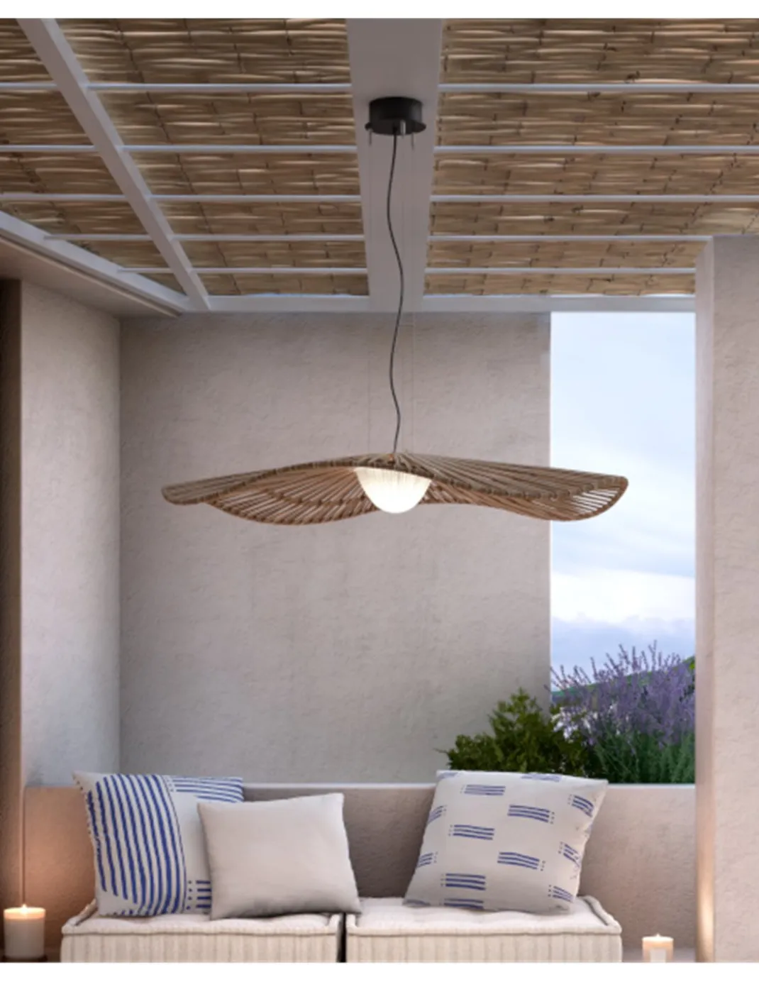 Lámpara Colgante Mediterrànea - Bover - Lámpara de exterior, de fibra sintética marrón, LED regulable Triac