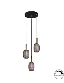 Lámpara colgante Micrón – Schuller – Lámpara LED de 3 luces con doble tulipa