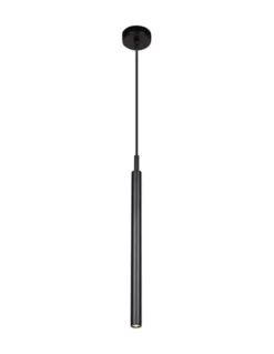 Lámpara colgante Milos - Luxcambra - Lámpara tubular negra, diseño minimalista, LED, Ø3 cm
