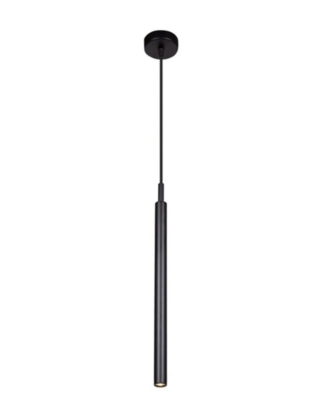 Lámpara colgante Milos - Luxcambra - Lámpara tubular negra, diseño minimalista, LED, Ø3 cm