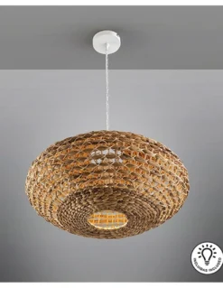 Lámpara colgante Nana – Schuller – Lámpara boho chic natural, pantalla de ratán y jacinto trenzado