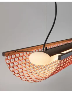 Lámpara colgante Nans Balis – Bover – Lámpara de exterior, Pantalla de fibra sintética tejida a mano, LED regulable Triac