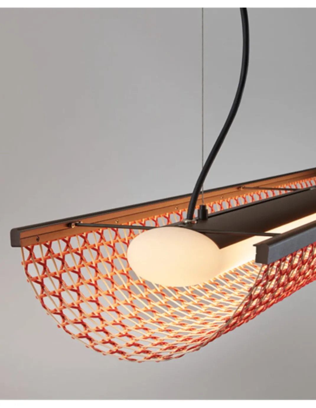 Lámpara colgante Nans Balis – Bover – Lámpara de exterior, Pantalla de fibra sintética tejida a mano, LED regulable Triac