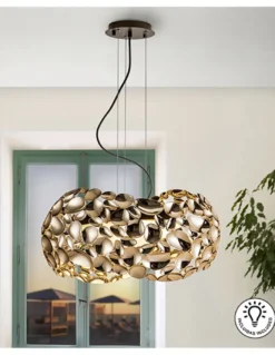 Lámpara colgante Narisa – Schuller – Lámpara decorativa de 5 luces, acabado con baño de oro rosa