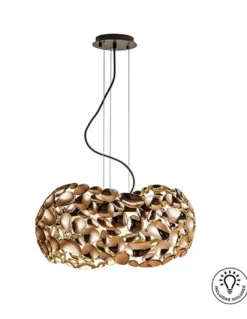Lámpara colgante Narisa – Schuller – Lámpara decorativa de 5 luces, acabado con baño de oro rosa