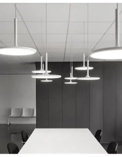 Lámpara colgante Net - LedsC4 - Lámpara LED minimalista blanca, altura regulable