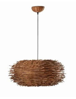 Lámpara colgante Nido - Faro - Diseño natural de ratán marrón