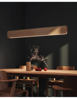 Lámpara colgante Nina – Luz Negra – Lámpara LED de roble natural, altura regulable
