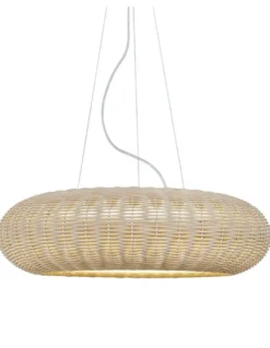 Lámpara colgante Niuet – Luxcambra – Pantalla de mimbre natural, largo: 49 cm