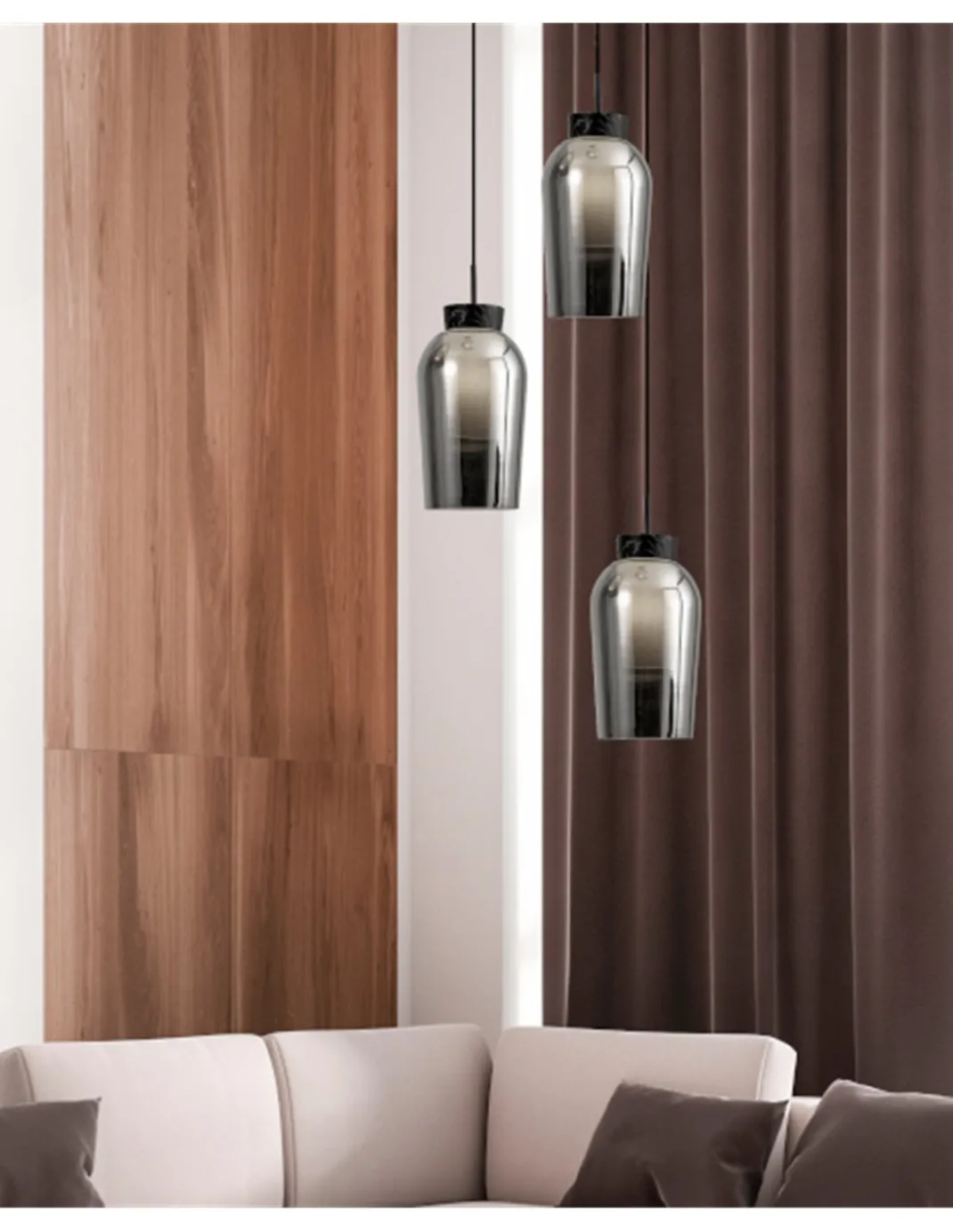 Lámpara colgante Nora – Mantra – Lámpara decorativa con 3 pantallas de cristal