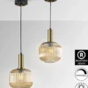 Lámpara colgante Norma – Schuller – Lámpara vintage con tulipa de cristal ámbar