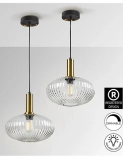 Lámpara colgante Norma – Schuller – Pantalla de cristal moldeado transparente