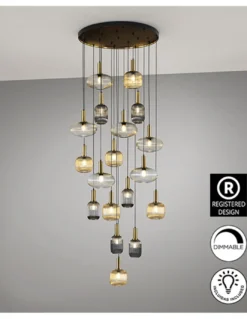 Lámpara colgante Norma 18 - Schuller - Lámpara decorativa grande XL con 18 tulipas de cristal