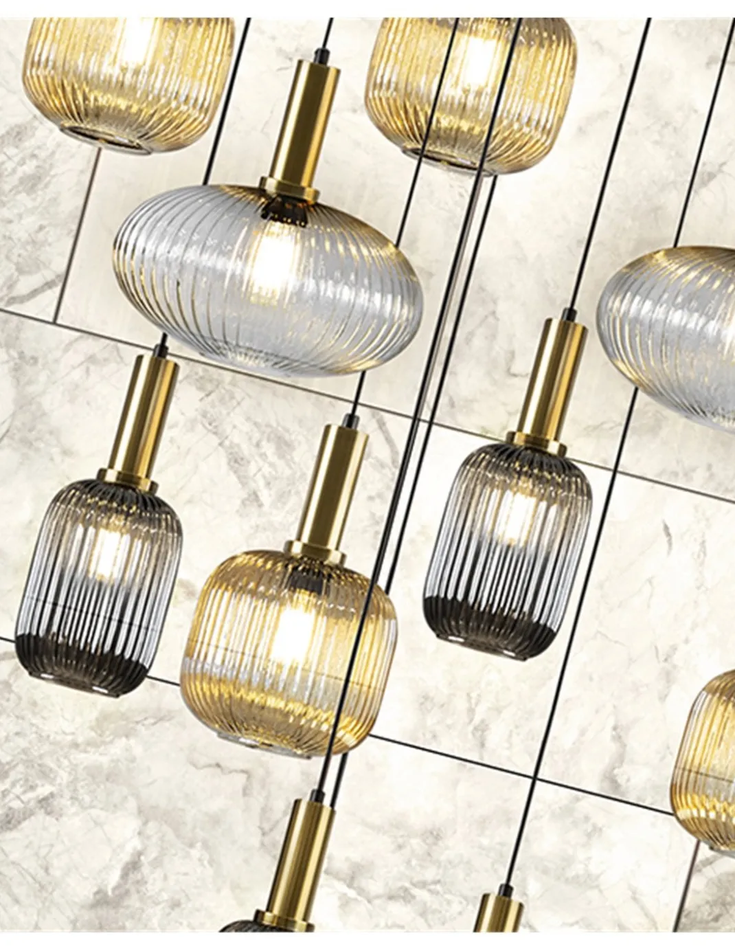 Lámpara colgante Norma 18 - Schuller - Lámpara decorativa grande XL con 18 tulipas de cristal