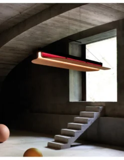 Lámpara colgante Omma horizontal – LZF – Pantalla de madera, LED 3000K regulable, Largo: 123 cm