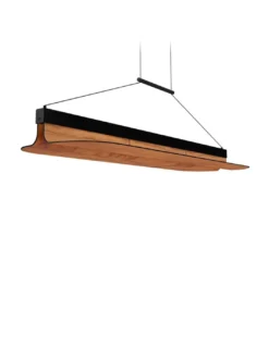 Lámpara colgante Omma horizontal – LZF – Pantalla de madera, LED 3000K regulable, Largo: 123 cm