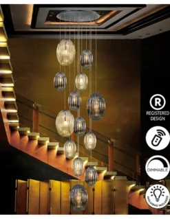 Lámpara colgante Ovila – Schuller – Lámpara decorativa de 13 luces, pantallas de cristal