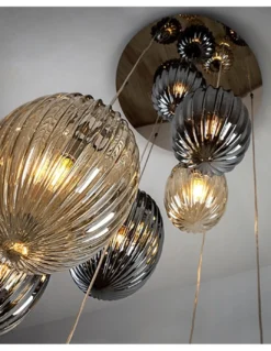 Lámpara colgante Ovila – Schuller – Lámpara decorativa de 13 luces, pantallas de cristal