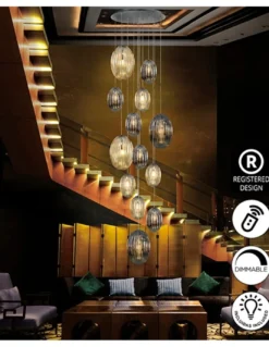 Lámpara colgante Ovila – Schuller – Lámpara decorativa de 13 luces, pantallas de cristal