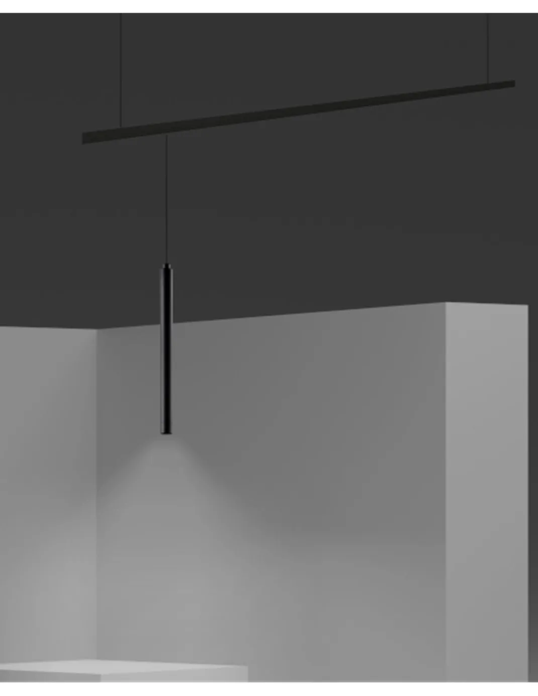 Lámpara colgante para carril 48V Magneto – Mantra – Diseño tubular minimalista, acabado negro