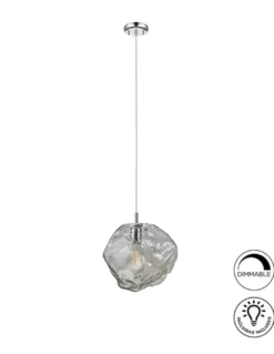 Lámpara colgante Petra – Schuller – Tulipa de cristal smoke