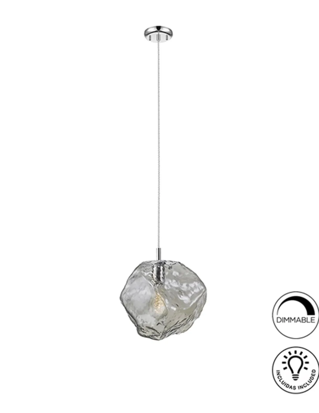 Lámpara colgante Petra – Schuller – Tulipa de cristal smoke