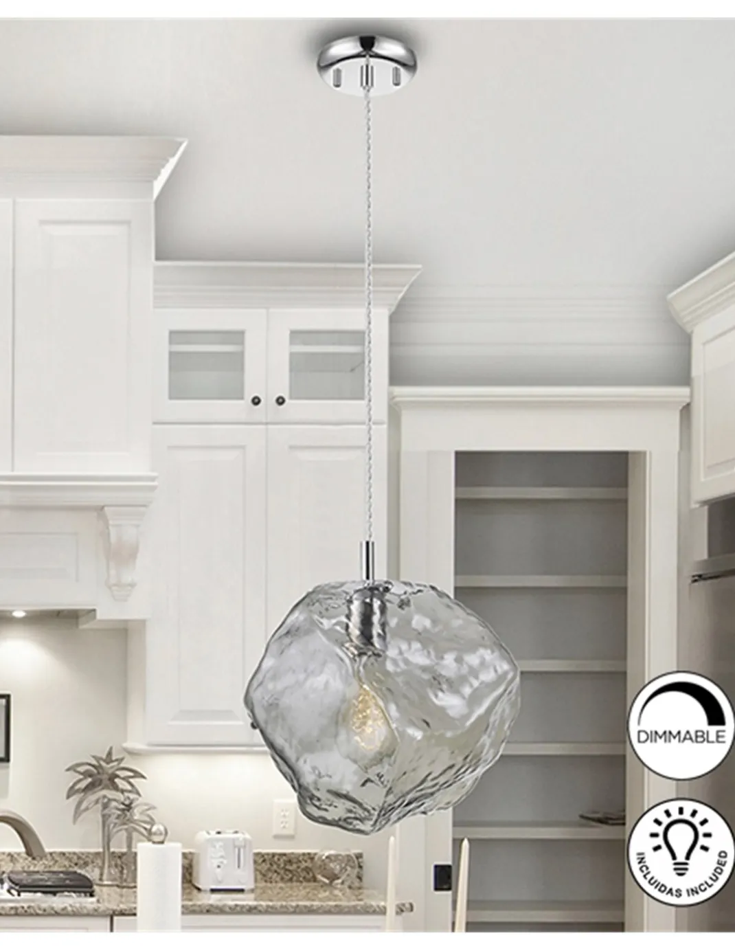 Lámpara colgante Petra – Schuller – Tulipa de cristal smoke