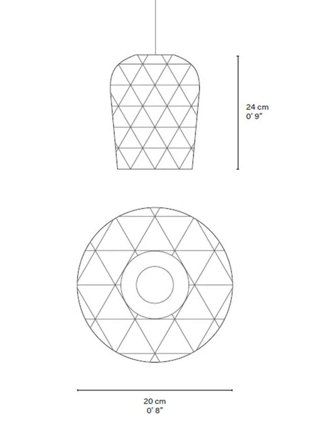 Lámpara colgante Pikul Single S - PET Lamp - Pantalla de fibra natural reciclada de bambú