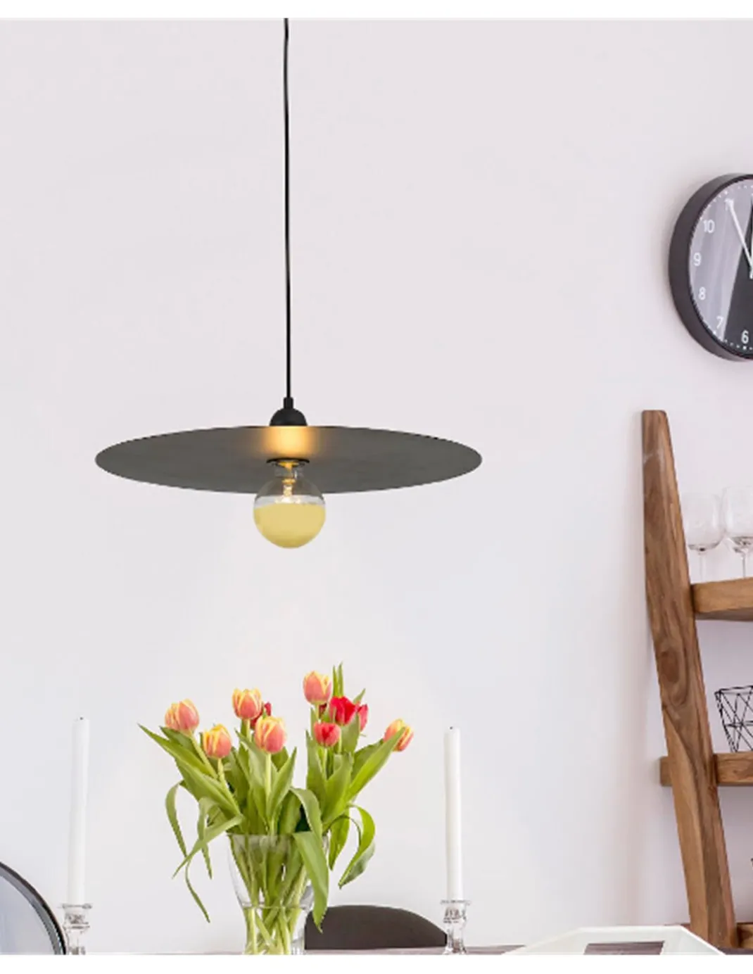 Lámpara colgante Plat - Faro - Lámpara decorativa de acero en blanco o negro
