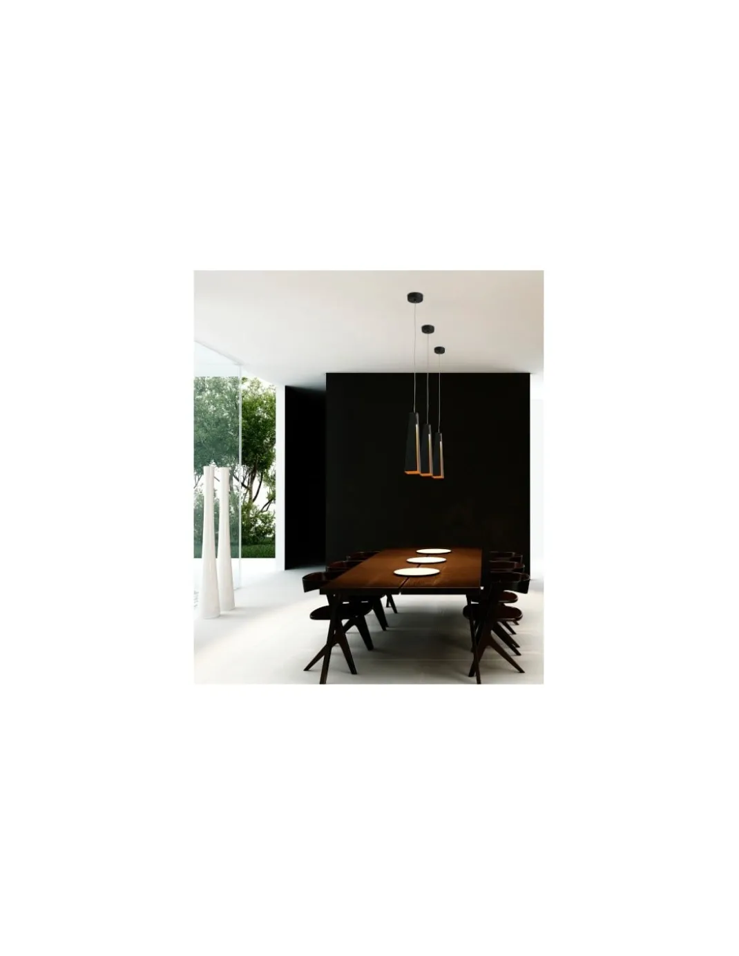 Lámpara colgante Pluma - Faro -Lámpara negra o blanca de diseño elegante y sofisticado. Iluminación ambiental LED