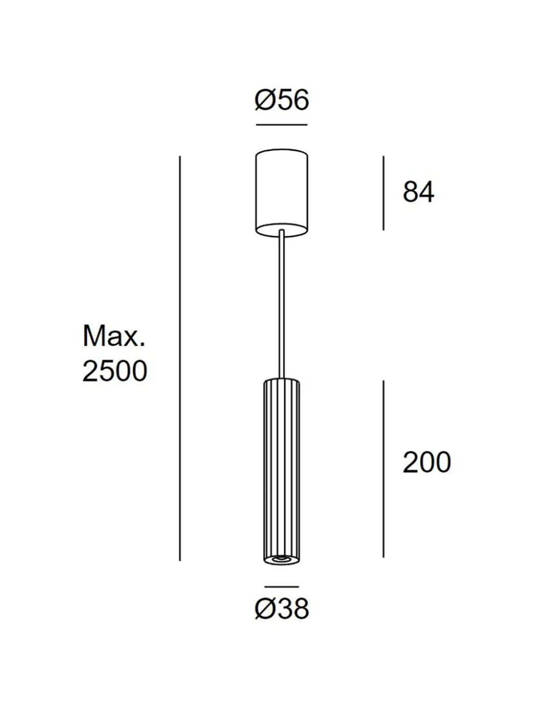 Lámpara colgante Prolix – LedsC4 – Lámpara tipo tubo con luz ajustable manualmente, LED regulable corte de fase