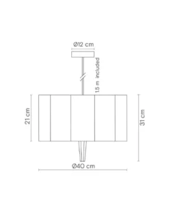 Lámpara colgante Rain – Robin - Estructura de madera de castaño, Pantalla blanca, Ø 40 cm