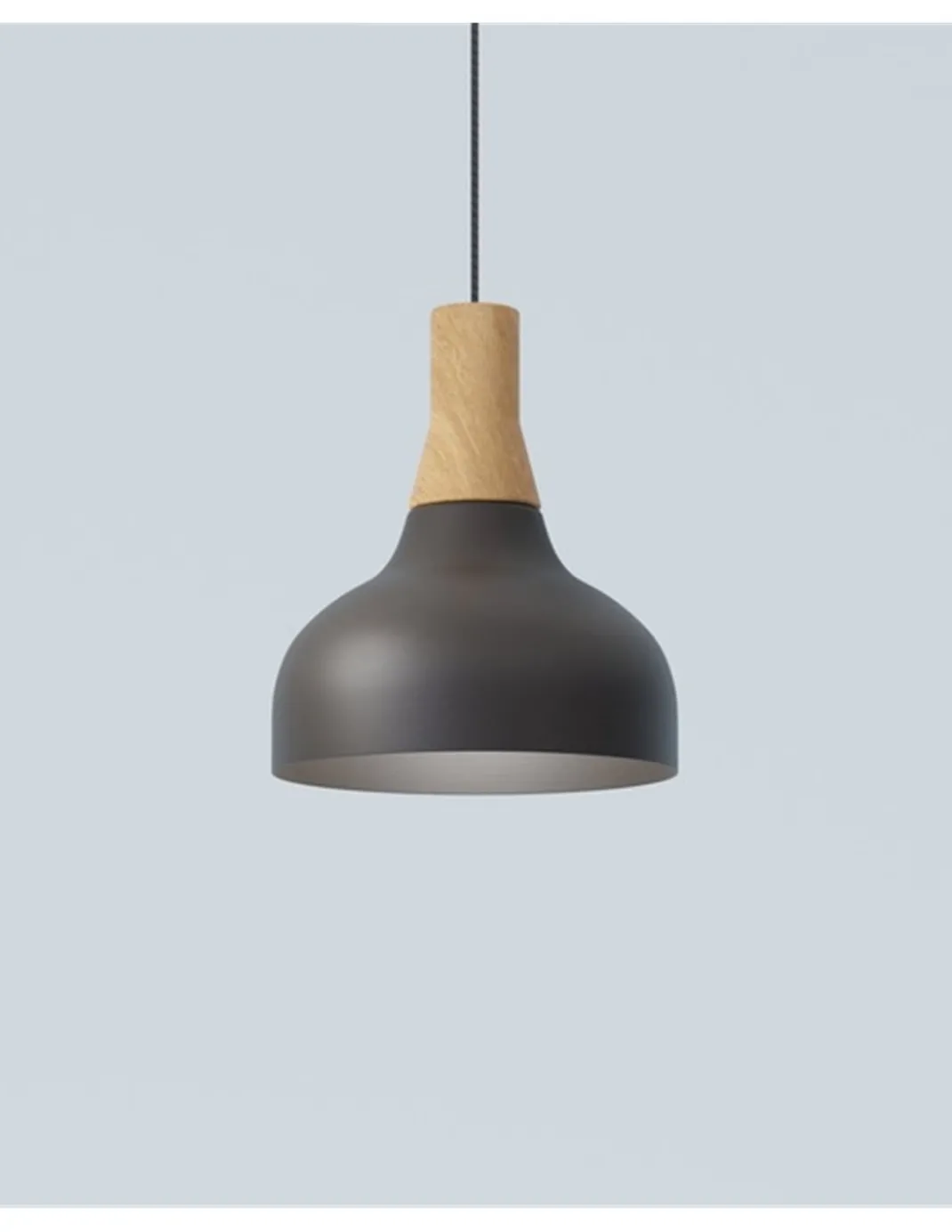 Lámpara colgante Reiko Cone – Robin – Lámpara moderna de metal y fresno, Ø 21 cm