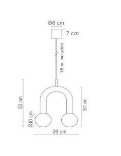 Lámpara colgante Rigoberta Super-curved – Robin – Lámpara decorativa tipo bola, Acabado negro mate