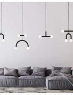 Lámpara colgante Rigoberta Trio – Robin – Diseño tipo bola, 2 luces G9, acabado negro mate