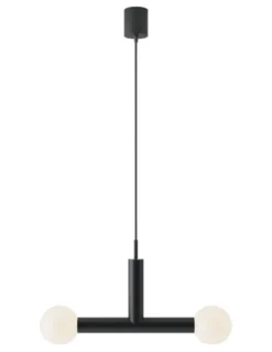 Lámpara colgante Rigoberta Trio – Robin – Diseño tipo bola, 2 luces G9, acabado negro mate