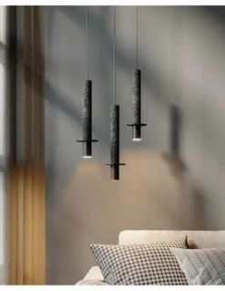 Lámpara colgante Rita - Robin - Lámpara cilíndrica de diseño minimalista, cemento negro
