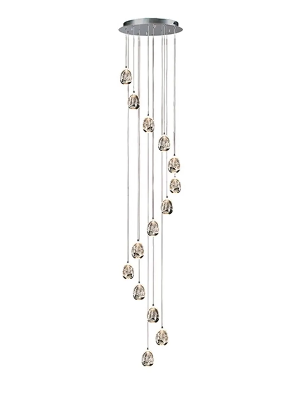 Lámpara colgante Rocío - Schuller - Lámpara LED XL, color plateado, idónea para hueco de escalera