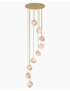 Lámpara colgante Royal Spiral - Robin - Diseño minimalista decorativo, 9 luces de alabastro
